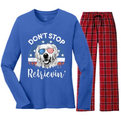 Dont Stop Retrieving Golden Retriever Sunglass Usa Gift Women's Long Sleeve Flannel Pajama Set 