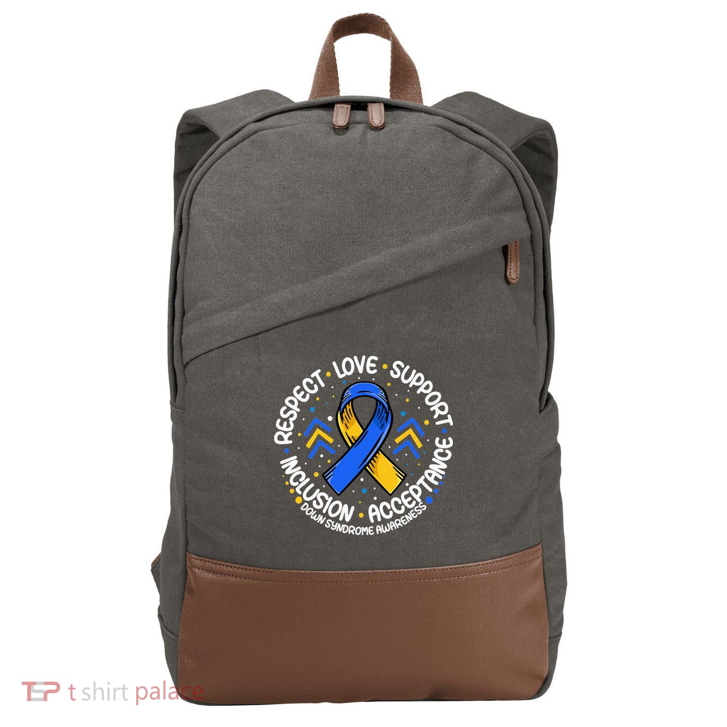 Down Syndrome Respect Support Down Syndrome Awareness Cotton Canvas Backpack