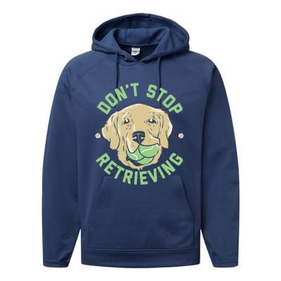 Dont Stop Retrieving Gift Retro Golden Retriever Funny Gift Performance Fleece Hoodie