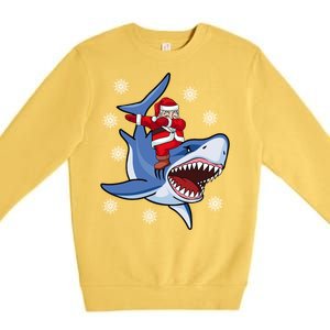 Dabbing Santa Riding Shark Christmas Gift Gift Premium Crewneck Sweatshirt