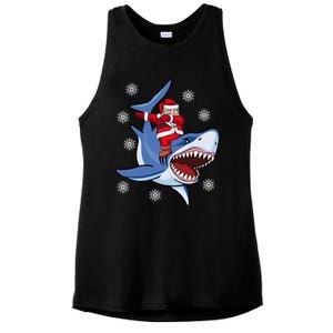 Dabbing Santa Riding Shark Christmas Gift Gift Ladies PosiCharge Tri-Blend Wicking Tank