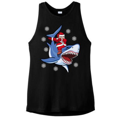 Dabbing Santa Riding Shark Christmas Gift Gift Ladies PosiCharge Tri-Blend Wicking Tank