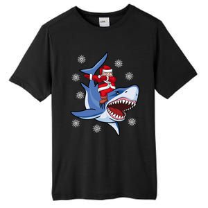 Dabbing Santa Riding Shark Christmas Gift Gift Tall Fusion ChromaSoft Performance T-Shirt