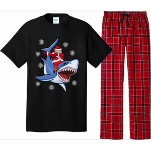 Dabbing Santa Riding Shark Christmas Gift Gift Pajama Set