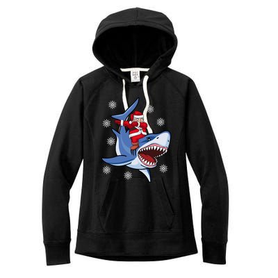 Dabbing Santa Riding Shark Christmas Gift Gift Women's Fleece Hoodie