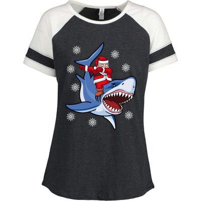 Dabbing Santa Riding Shark Christmas Gift Gift Enza Ladies Jersey Colorblock Tee