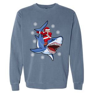 Dabbing Santa Riding Shark Christmas Gift Gift Garment-Dyed Sweatshirt