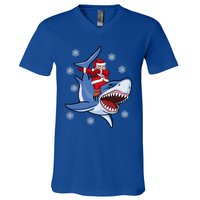 Dabbing Santa Riding Shark Christmas Gift Gift V-Neck T-Shirt