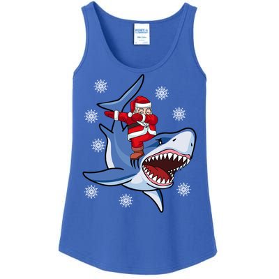 Dabbing Santa Riding Shark Christmas Gift Gift Ladies Essential Tank