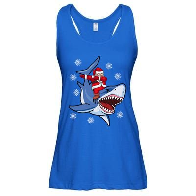 Dabbing Santa Riding Shark Christmas Gift Gift Ladies Essential Flowy Tank