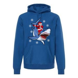 Dabbing Santa Riding Shark Christmas Gift Gift Premium Hoodie