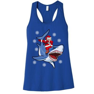 Dabbing Santa Riding Shark Christmas Gift Gift Women's Racerback Tank