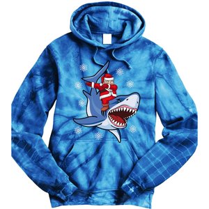 Dabbing Santa Riding Shark Christmas Gift Gift Tie Dye Hoodie