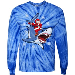 Dabbing Santa Riding Shark Christmas Gift Gift Tie-Dye Long Sleeve Shirt