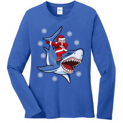 Dabbing Santa Riding Shark Christmas Gift Gift Ladies Long Sleeve Shirt