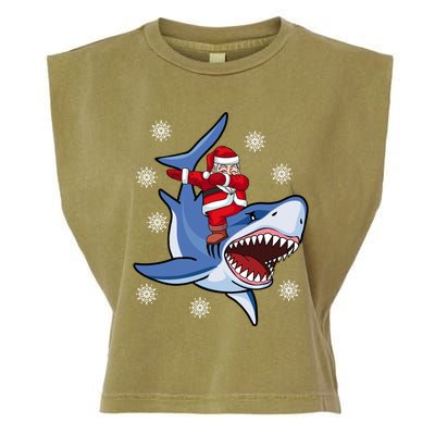 Dabbing Santa Riding Shark Christmas Gift Gift Garment-Dyed Women's Muscle Tee