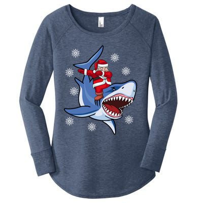 Dabbing Santa Riding Shark Christmas Gift Gift Women's Perfect Tri Tunic Long Sleeve Shirt