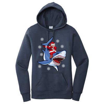 Dabbing Santa Riding Shark Christmas Gift Gift Women's Pullover Hoodie