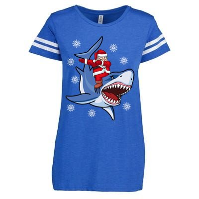 Dabbing Santa Riding Shark Christmas Gift Gift Enza Ladies Jersey Football T-Shirt