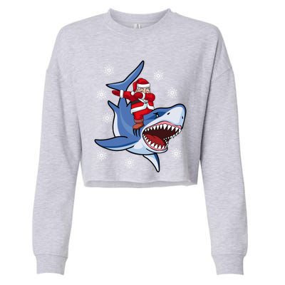 Dabbing Santa Riding Shark Christmas Gift Gift Cropped Pullover Crew