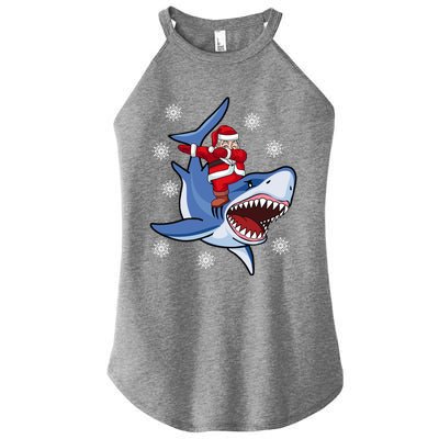 Dabbing Santa Riding Shark Christmas Gift Gift Women's Perfect Tri Rocker Tank