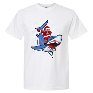 Dabbing Santa Riding Shark Christmas Gift Gift Garment-Dyed Heavyweight T-Shirt