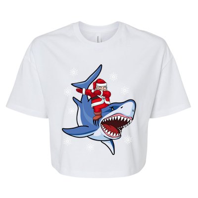 Dabbing Santa Riding Shark Christmas Gift Gift Bella+Canvas Jersey Crop Tee