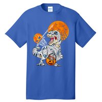 Dabbing Skeleton Riding Mummy Dinosaur T Rex Funny Halloween Funny Gift Tall T-Shirt