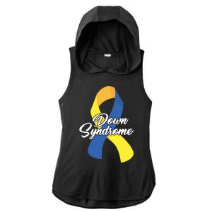 Down Syndrome Ribbon Awareness Ladies PosiCharge Tri-Blend Wicking Draft Hoodie Tank