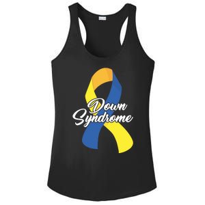 Down Syndrome Ribbon Awareness Ladies PosiCharge Competitor Racerback Tank