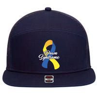 Down Syndrome Ribbon Awareness 7 Panel Mesh Trucker Snapback Hat