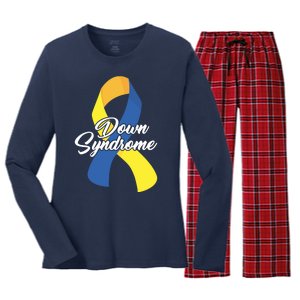 Down Syndrome Ribbon Awareness Women's Long Sleeve Flannel Pajama Set 