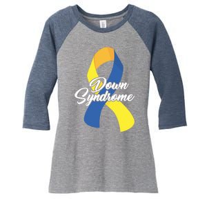 Down Syndrome Ribbon Awareness Women's Tri-Blend 3/4-Sleeve Raglan Shirt