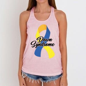 Down Syndrome Ribbon Awareness Women's Knotted Racerback Tank