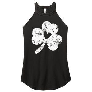 Distressed Shamrock Retro Irish Funny Green St Patricks Day Women's Perfect Tri Rocker Tank