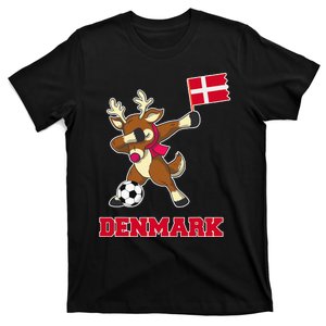 Denmark Soccer Reindeer Christmas Danish Flag Soccer T-Shirt