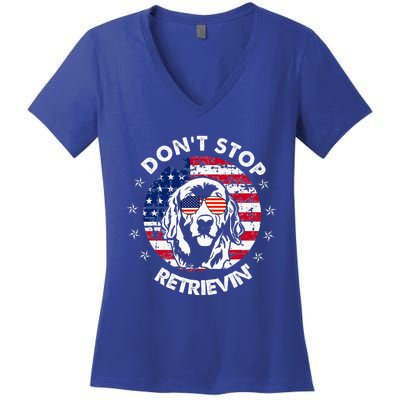 DonT Stop Retrieving Golden Retriever Women's V-Neck T-Shirt