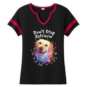 Dont Stop Retrievin Labrador Retriever Animal Pun Lab Gift Ladies Halftime Notch Neck Tee