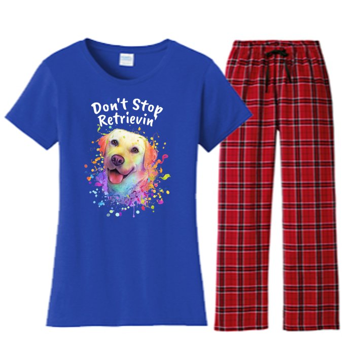 Dont Stop Retrievin Labrador Retriever Animal Pun Lab Gift Women's Flannel Pajama Set