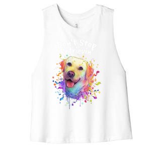 Dont Stop Retrievin Labrador Retriever Animal Pun Lab Gift Women's Racerback Cropped Tank