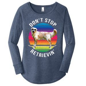 Dont Stop Retrievin Funny Golden Retriever Skateboarding Great Gift Women's Perfect Tri Tunic Long Sleeve Shirt