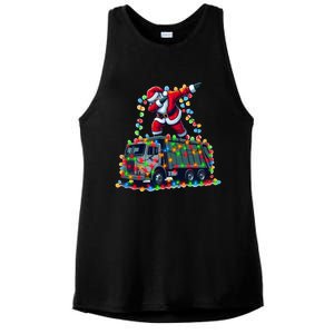 Dabbing Santa Riding Garbage Truck Colorful Christmas Lights Gift Ladies PosiCharge Tri-Blend Wicking Tank