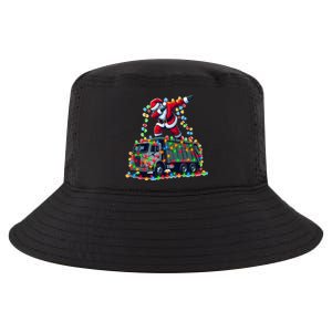 Dabbing Santa Riding Garbage Truck Colorful Christmas Lights Gift Cool Comfort Performance Bucket Hat