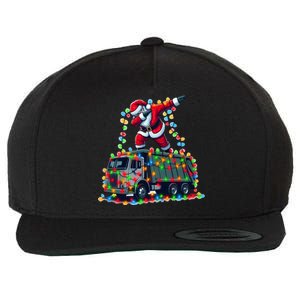 Dabbing Santa Riding Garbage Truck Colorful Christmas Lights Gift Wool Snapback Cap