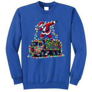 Dabbing Santa Riding Garbage Truck Colorful Christmas Lights Gift Sweatshirt