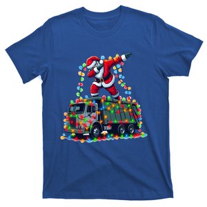 Dabbing Santa Riding Garbage Truck Colorful Christmas Lights Gift T-Shirt