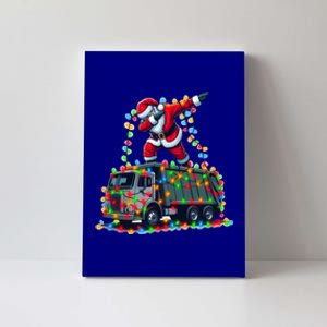 Dabbing Santa Riding Garbage Truck Colorful Christmas Lights Gift Canvas