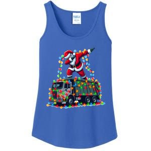 Dabbing Santa Riding Garbage Truck Colorful Christmas Lights Gift Ladies Essential Tank