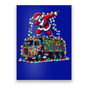 Dabbing Santa Riding Garbage Truck Colorful Christmas Lights Gift Poster