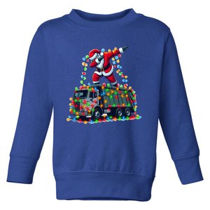 Dabbing Santa Riding Garbage Truck Colorful Christmas Lights Gift Toddler Sweatshirt